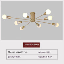 Carica l&#39;immagine nel visualizzatore di Gallery, Lampadario da Soffitto Moderno 8 Bracci – Design Nordico in Ferro Battuto
