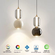 Carica l'immagine nel visualizzatore di Gallery, Lampadario da comodino per camera da letto, lampada a sospensione minimalista in vetro
