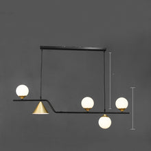 Carica l'immagine nel visualizzatore di Gallery, Lampadario Nordico a Sospensione con Sfere e Cono Dorato – 4/5/6 Luci
