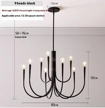 Carica l'immagine nel visualizzatore di Gallery, Lampadario Oro a 9 Bracci | Stile Nordic French | Regolabile e Scultoreo
