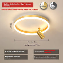 Carica l'immagine nel visualizzatore di Gallery, Plafoniera LED Oro con Faretti – Illuminazione Doppia e Stile Contemporaneo
