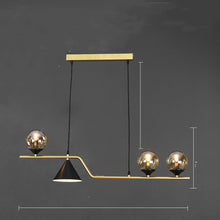 Carica l'immagine nel visualizzatore di Gallery, Lampadario Nordico a Sospensione con Sfere e Cono Dorato – 4/5/6 Luci
