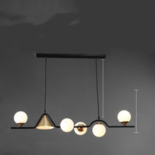 Carica l'immagine nel visualizzatore di Gallery, Lampadario Nordico a Sospensione con Sfere e Cono Dorato – 4/5/6 Luci
