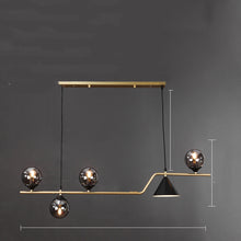 Carica l'immagine nel visualizzatore di Gallery, Lampadario Nordico a Sospensione con Sfere e Cono Dorato – 4/5/6 Luci
