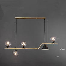 Carica l'immagine nel visualizzatore di Gallery, Lampadario Nordico a Sospensione con Sfere e Cono Dorato – 4/5/6 Luci

