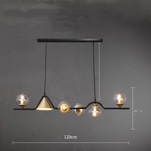 Carica l'immagine nel visualizzatore di Gallery, Lampadario Nordico a Sospensione con Sfere e Cono Dorato – 4/5/6 Luci
