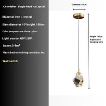 Carica l'immagine nel visualizzatore di Gallery, All Copper Light Luxury Crystal Chandelier Modern Minimalist Restaurant Three-Head Chandelier
