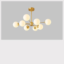Carica l'immagine nel visualizzatore di Gallery, Lampadario in Rame Dorato a Sfere – Eleganza Moderna per Zona Notte o Living
