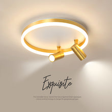 Carica l'immagine nel visualizzatore di Gallery, Plafoniera LED Oro con Faretti – Illuminazione Doppia e Stile Contemporaneo
