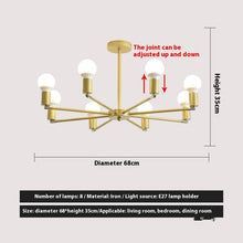 Carica l'immagine nel visualizzatore di Gallery, Lampadario Radiale in Stile Americano – Design Industriale con Finitura Oro
