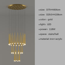 Carica l'immagine nel visualizzatore di Gallery, Staircase Long Chandelier Rotary Compound Ring Ceiling Lamp
