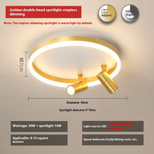 Carica l'immagine nel visualizzatore di Gallery, Plafoniera LED Oro con Faretti – Illuminazione Doppia e Stile Contemporaneo
