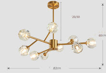 Carica l'immagine nel visualizzatore di Gallery, Lampadario nordico moderno semplice in cristallo, tutte le luci in rame, lampade di lusso
