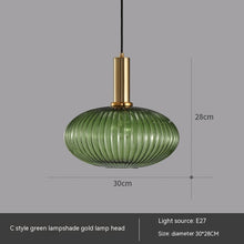 Carica l'immagine nel visualizzatore di Gallery, Bar Restaurant Chandelier Personalized Simple Striped Single-head Paint Green Glass Lantern Chandelier
