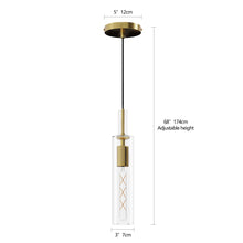 Carica l'immagine nel visualizzatore di Gallery, Gold Pendant Light Fixtures, 3 Pack Modern Pendant Lighting With Clear Striped Glass Shade, Hanging Pendant Lights Kitchen Island, Farmhouse Pendant Lighting For Dining Room Bedroom Bathroom
