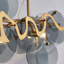 Carica l'immagine nel visualizzatore di Gallery, Lampadario Nuvola in Vetro Fumé e Ottone

