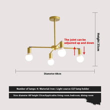 Carica l'immagine nel visualizzatore di Gallery, Lampadario Radiale in Stile Americano – Design Industriale con Finitura Oro
