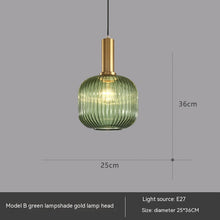 Carica l'immagine nel visualizzatore di Gallery, Bar Restaurant Chandelier Personalized Simple Striped Single-head Paint Green Glass Lantern Chandelier
