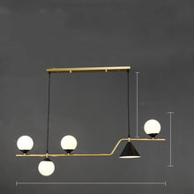 Carica l'immagine nel visualizzatore di Gallery, Lampadario Nordico a Sospensione con Sfere e Cono Dorato – 4/5/6 Luci
