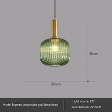 Carica l'immagine nel visualizzatore di Gallery, Bar Restaurant Chandelier Personalized Simple Striped Single-head Paint Green Glass Lantern Chandelier
