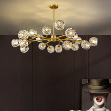 Carica l'immagine nel visualizzatore di Gallery, Lampadario nordico moderno semplice in cristallo, tutte le luci in rame, lampade di lusso
