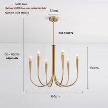 Carica l'immagine nel visualizzatore di Gallery, Lampadario Oro a 9 Bracci | Stile Nordic French | Regolabile e Scultoreo
