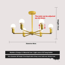 Carica l'immagine nel visualizzatore di Gallery, Lampadario Radiale in Stile Americano – Design Industriale con Finitura Oro
